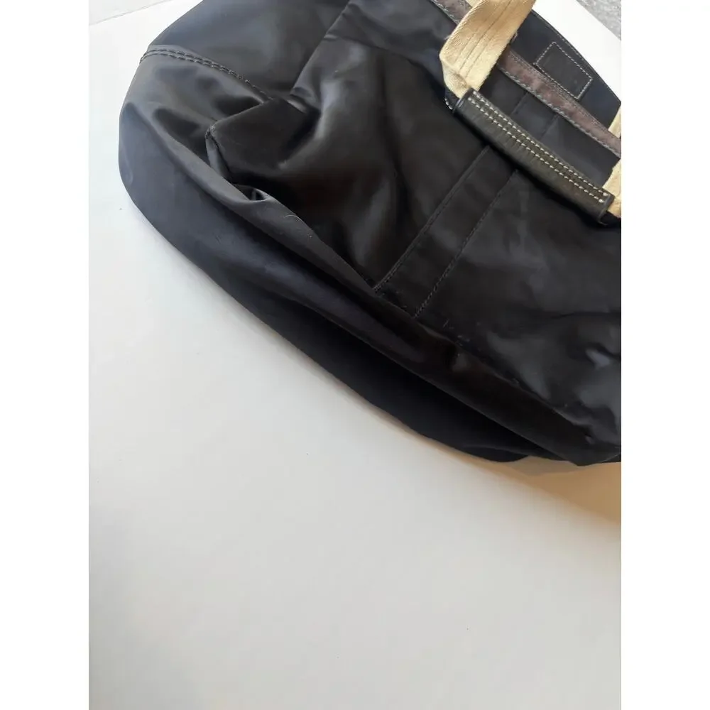 Coach Legacy Weekend Tote 19811 Black Nylon Leather Large Carryall Bag